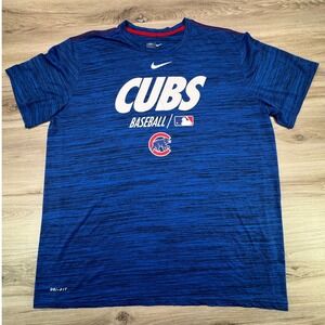Nike Chicago Cubs MLB Baseball Dri-FIT Space Dye Shirt Mens XL Blue 37023X-CB1